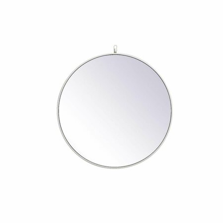 ELEGANT DECOR 28 in. Metal Frame Round Mirror with Decorative Hook, White MR4054WH